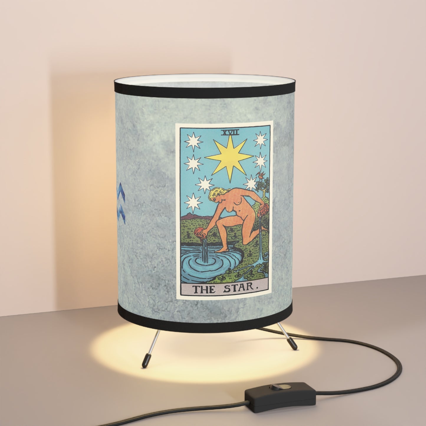 The Star Tarot Card with Aquarius Symbols Printed Shade Tripod Lamp, US\CA plug