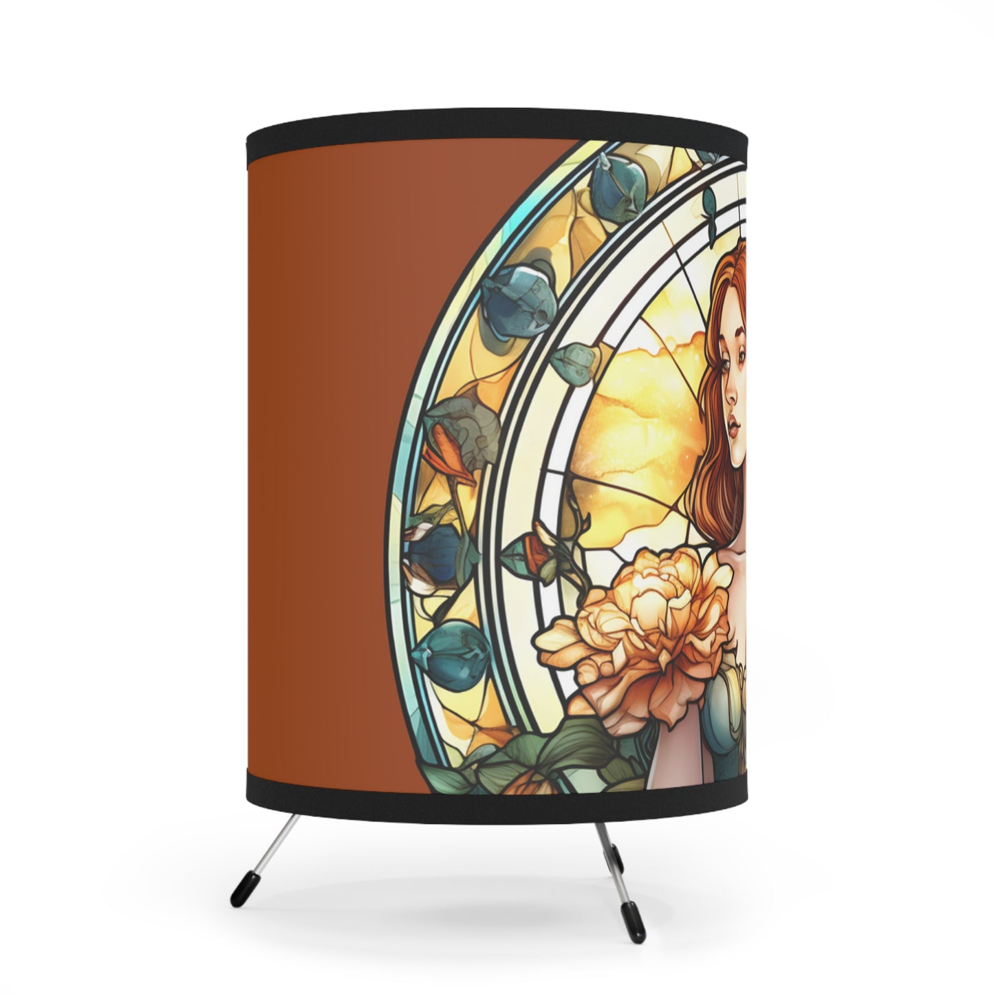Leo Stained Glass Illustration Printed Shade Tripod Lamp, US\CA plug