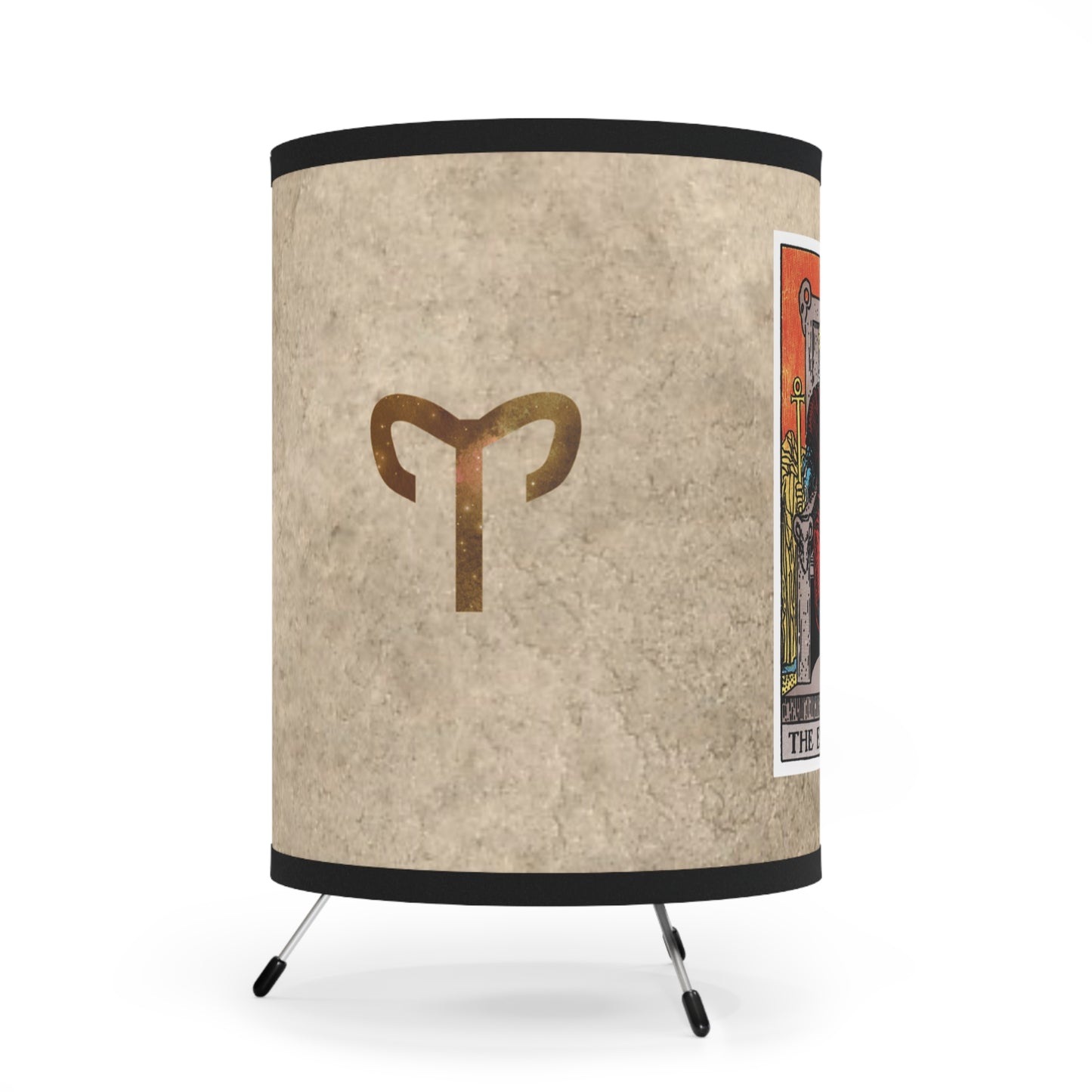 The Emperor Card with Aries Symbols Printed Shade Tripod Lamp, US\CA plug
