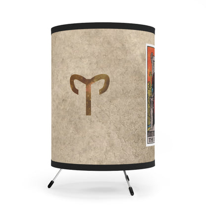 The Emperor Card with Aries Symbols Printed Shade Tripod Lamp, US\CA plug