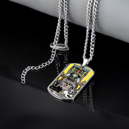The Chariot Tarot Card Double Sided Print Rectangular Pendant and Necklace
