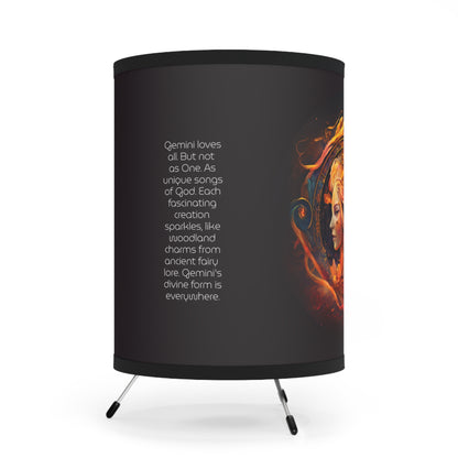 Gemini Fire and Water Twins with Inspirational Poem Printed Shade Tripod Lamp, US\CA plug