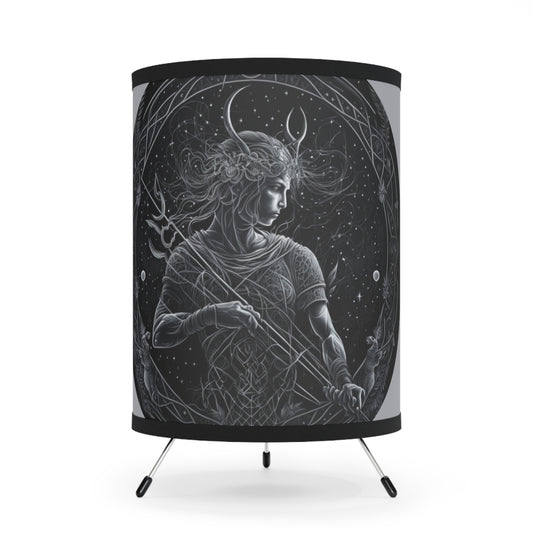 Sagittarius centaur in Black and White Tripod Lamp with Printed Shade, US\CA plug
