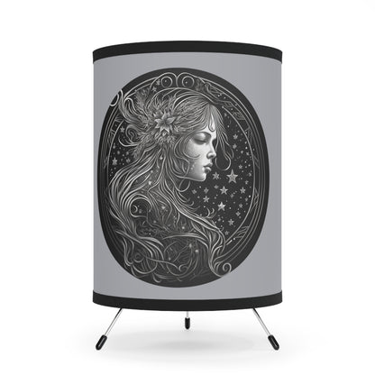 Virgo in Black and White Tripod Lamp with Printed Shade, US\CA plug