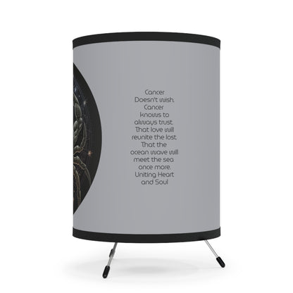 Cancer in Black and Gold with Inspirational Poem Printed Shade Tripod Lamp, US\CA plug