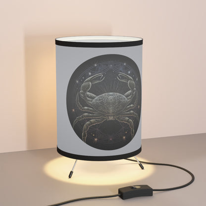 Cancer in Black and Gold Printed Shade Tripod Lamp, US\CA plug