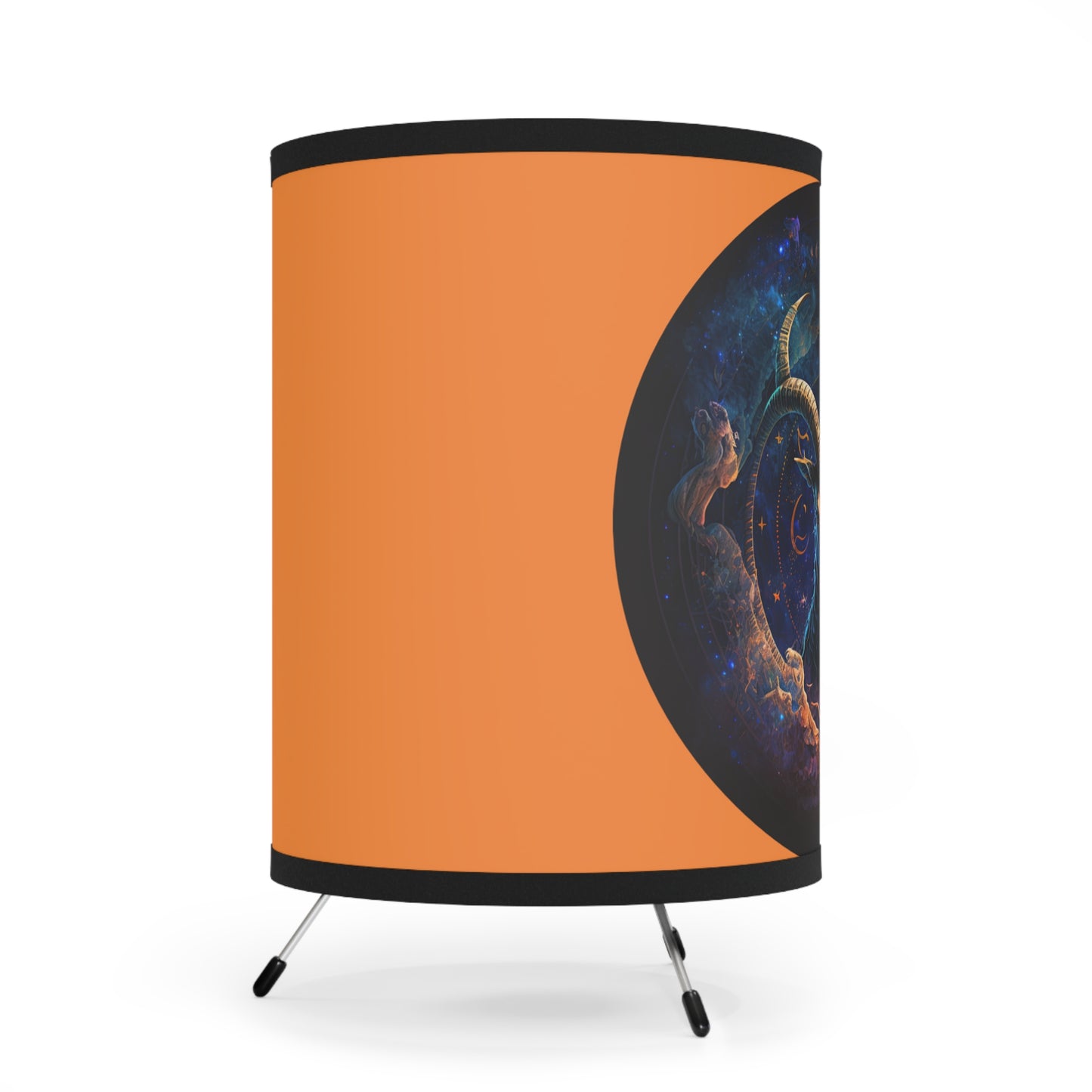 Capricorn Goat with Clouds and Stars Tripod Lamp with Printed Shade, US\CA plug