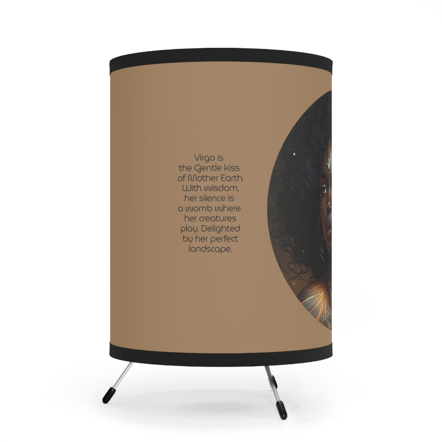 Virgo Goddess with Inspirational Poem Tripod Lamp with Printed Shade, US\CA plug