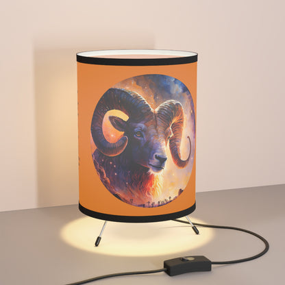 Aries Ram with Inspirational Poem Tripod Lamp with Printed Shade, US\CA plug