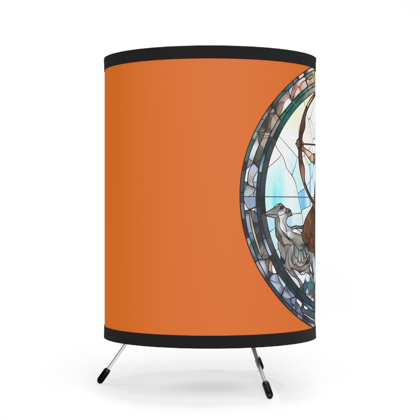 Sagittarius Stained Glass Illustration Tripod Lamp with Printed Shade, US\CA plug