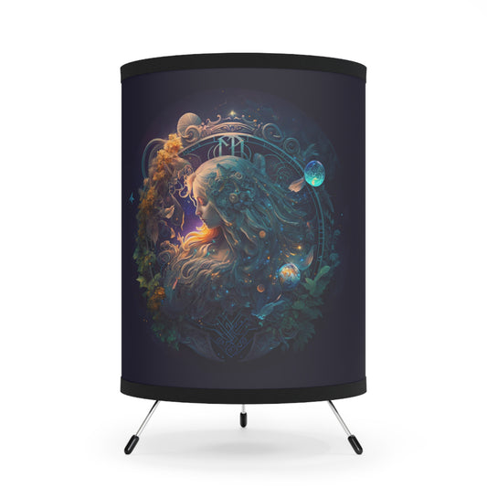 Virgo Celestial Goddess Tripod Lamp with Printed Shade, US\CA plug