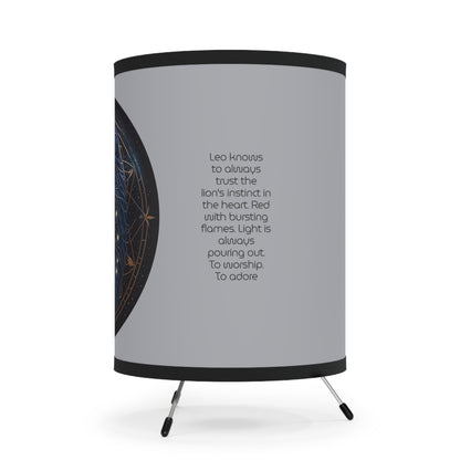 Leo in Black and Gold with Inspirational Poem Printed Shade Tripod Lamp, US\CA plug