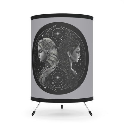 Gemini in Black and White Printed Shade Tripod Lamp, US\CA plug