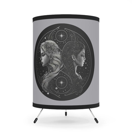 Gemini in Black and White Printed Shade Tripod Lamp, US\CA plug