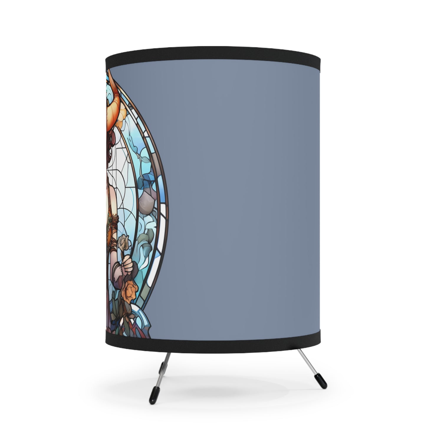 Taurus Stained Glass Illustration Tripod Lamp with Printed Shade, US\CA plug