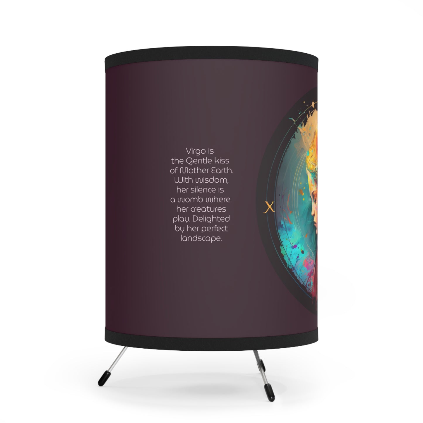 Virgo in Rainbow Colors with Inspirational Poem Tripod Lamp with Printed Shade, US\CA plug