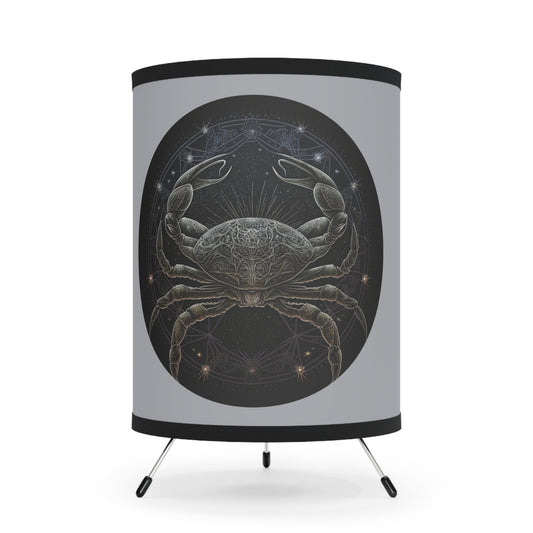 Cancer in Black and Gold Printed Shade Tripod Lamp, US\CA plug