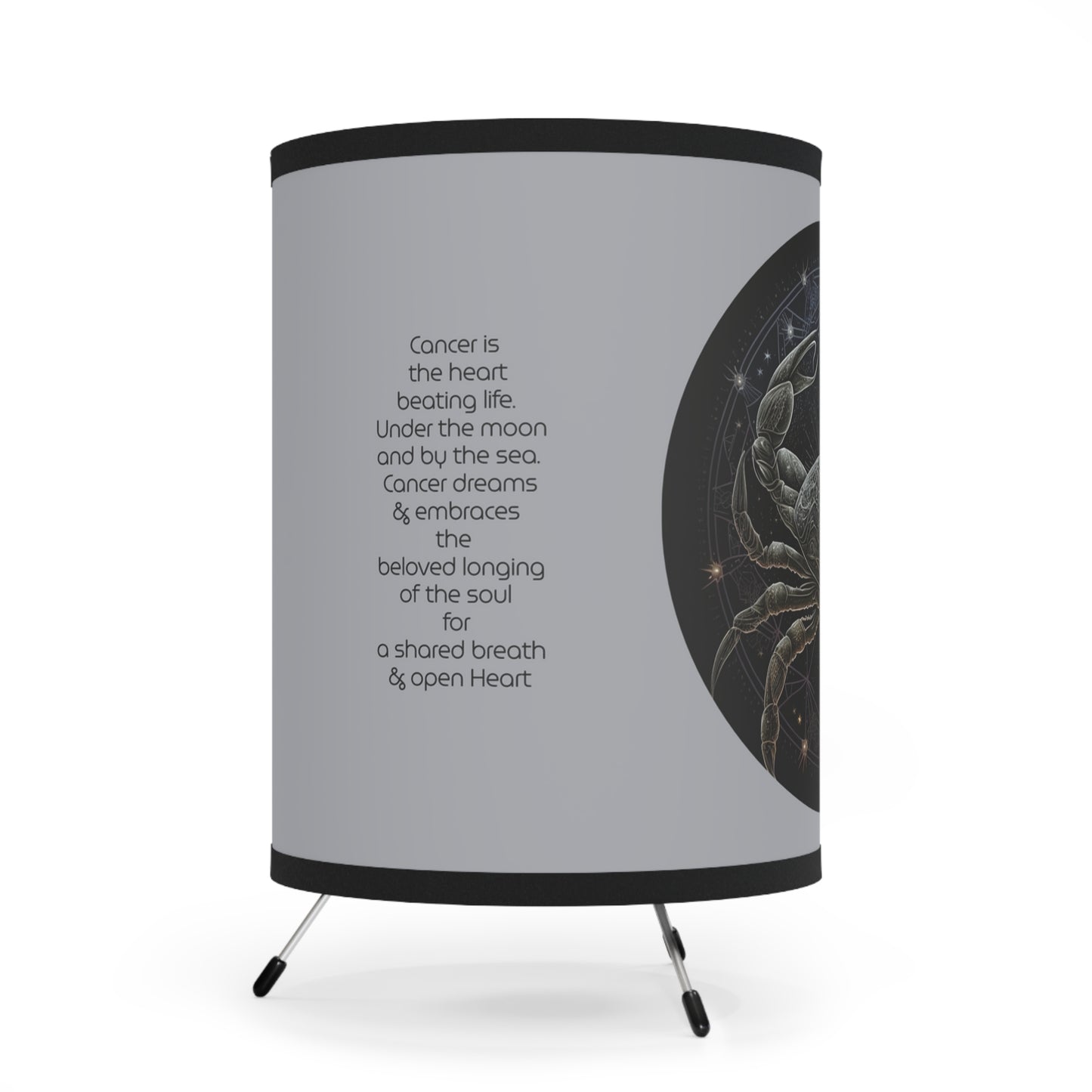 Cancer in Black and Gold with Inspirational Poem Printed Shade Tripod Lamp, US\CA plug