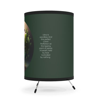 Libra Green Scales with Inspirational Poem Tripod Lamp with Printed Shade, US\CA plug