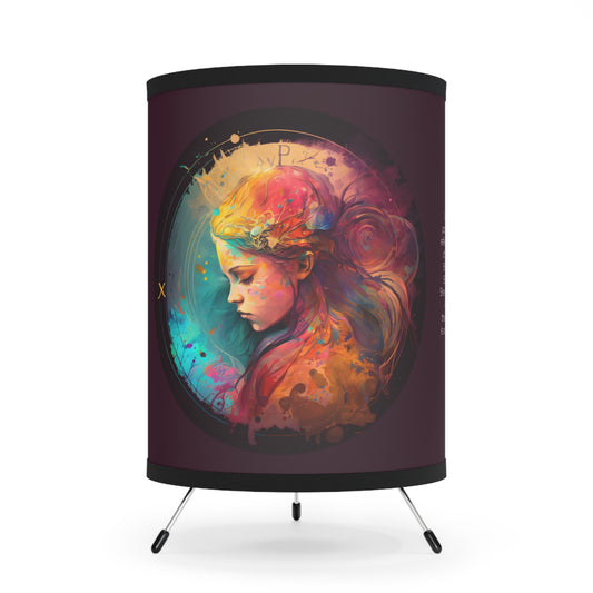 Virgo in Rainbow Colors with Inspirational Poem Tripod Lamp with Printed Shade, US\CA plug