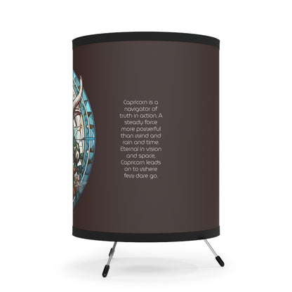 Capricorn Stained Glass Illustration with Inspirational Poem Tripod Lamp with Printed Shade, US\CA plug