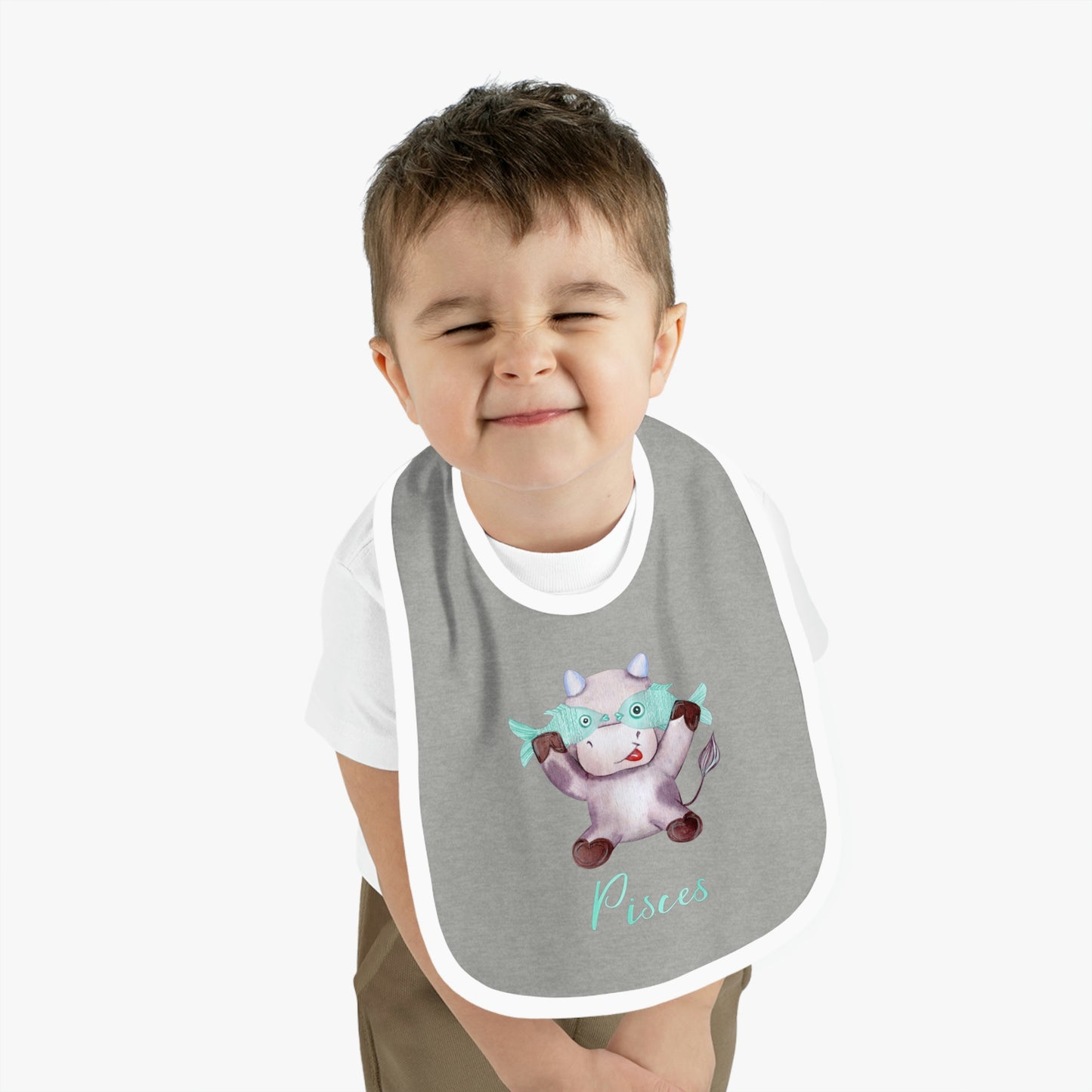 Baby Pisces Bib: Bull-Aries Watercolor