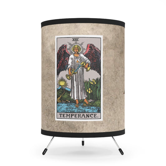 Temperance Tarot Card with Sagittarius Symbols Printed Shade Tripod Lamp, US\CA plug