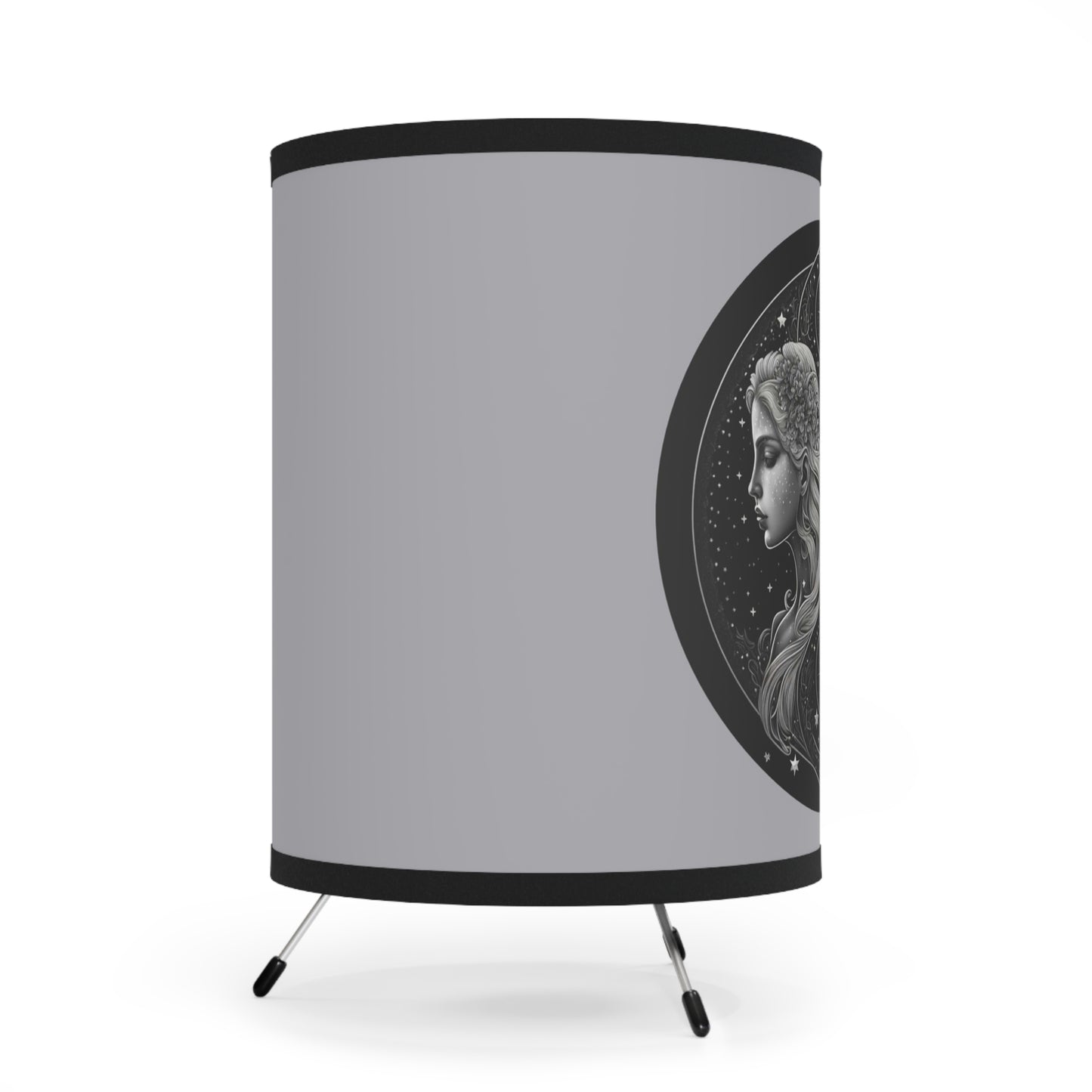 Gemini in Black and White Printed Shade Tripod Lamp, US\CA plug