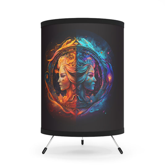 Gemini Water and Fire Twins Printed Shade Tripod Lamp, US\CA plug