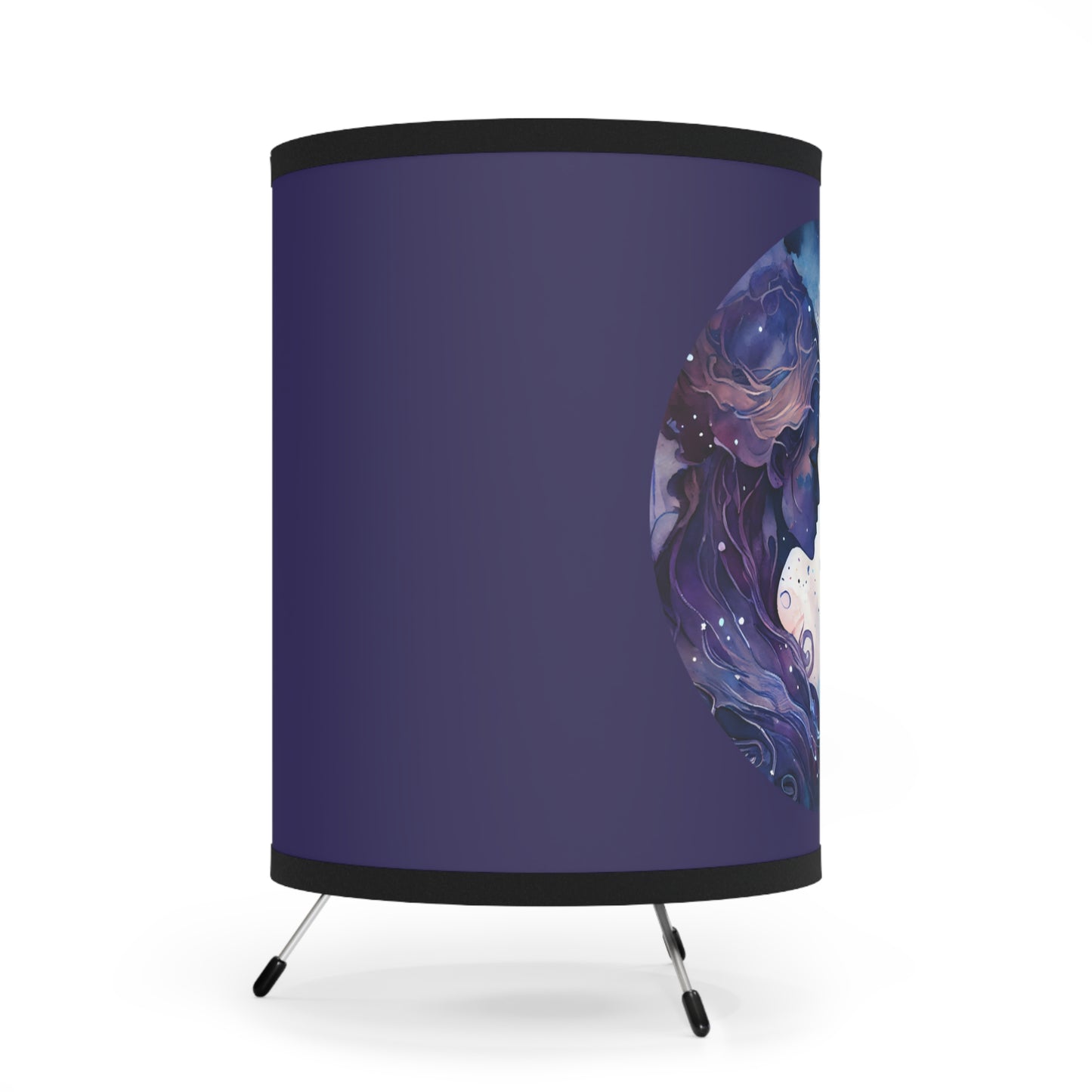 Gemini Twins in Blue and Violet Printed Shade Tripod Lamp, US\CA plug