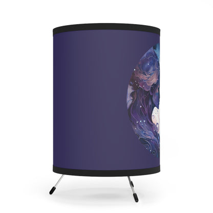 Gemini Twins in Blue and Violet Printed Shade Tripod Lamp, US\CA plug