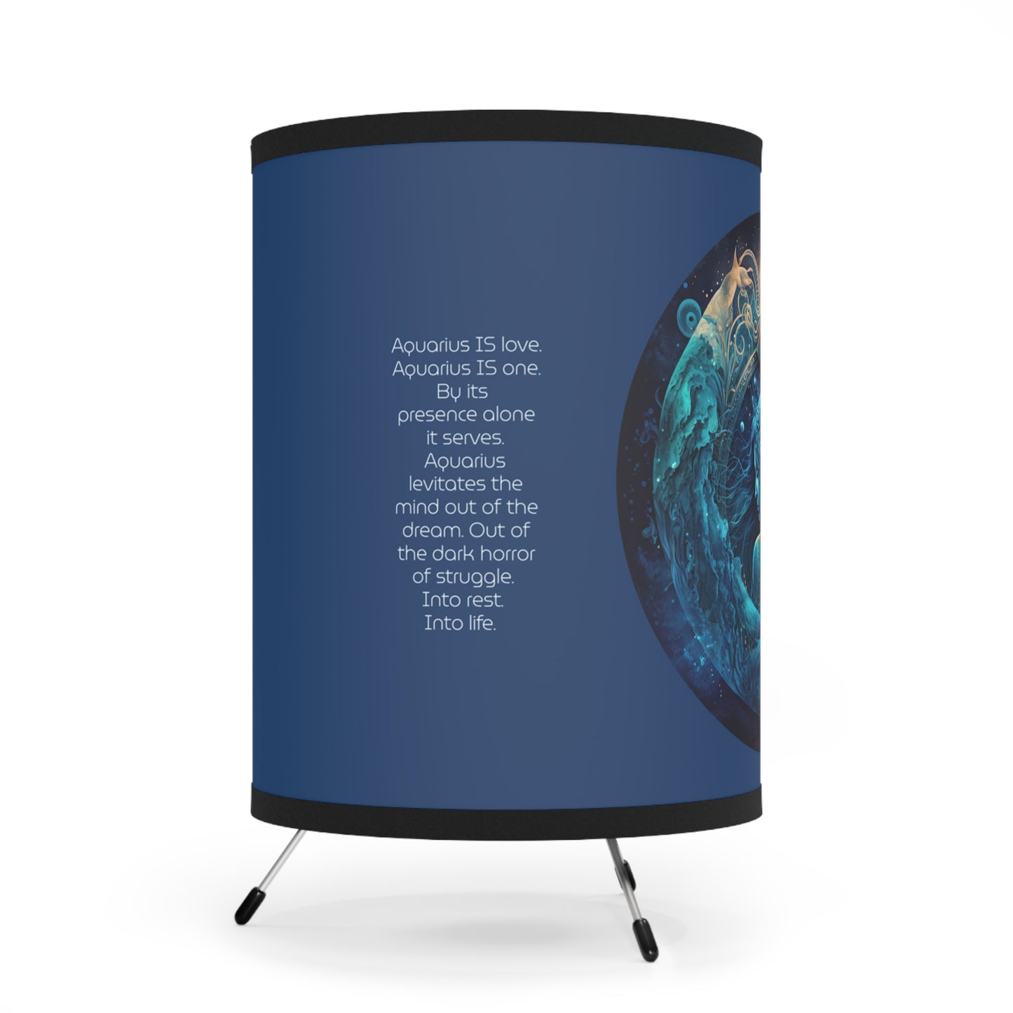 Aquarius Star Goddess with Inspirational Poem Tripod Lamp with Printed Shade, US\CA plug