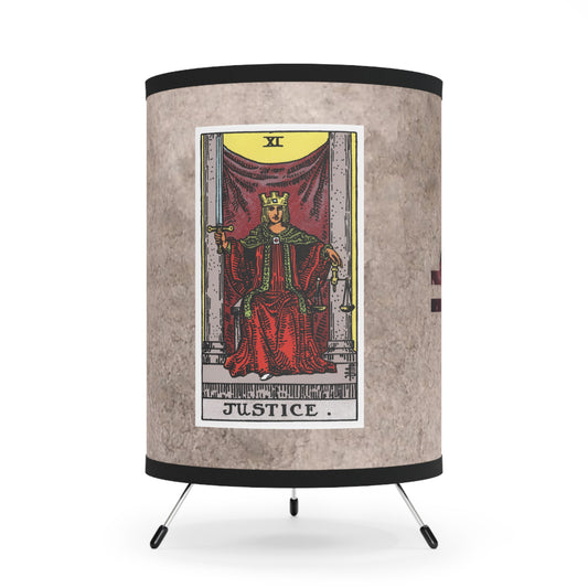 The Justice Tarot Card with Libra Symbols Printed Shade Tripod Lamp, US\CA plug
