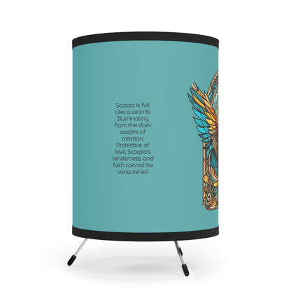 Scorpio Phoenix in Stained Glass with Inspirational Poem Tripod Lamp with Printed Shade, US\CA plug