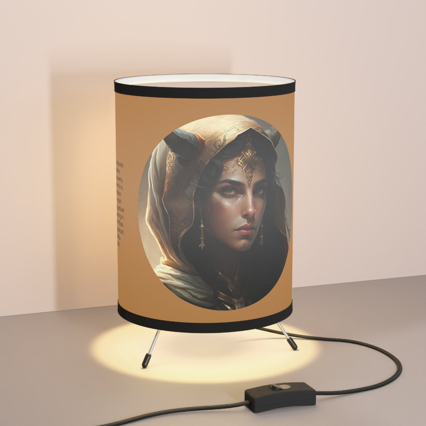 Capricorn Earth Goddess with Inspirational Poem Tripod Lamp with Printed Shade, US\CA plug
