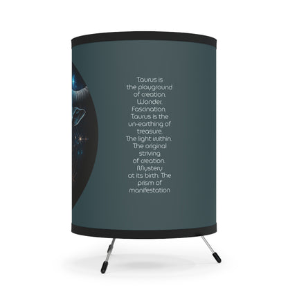 Taurus Bull in Silver and Blue with Inspirational Poem Tripod Lamp with Printed Shade, US\CA plug