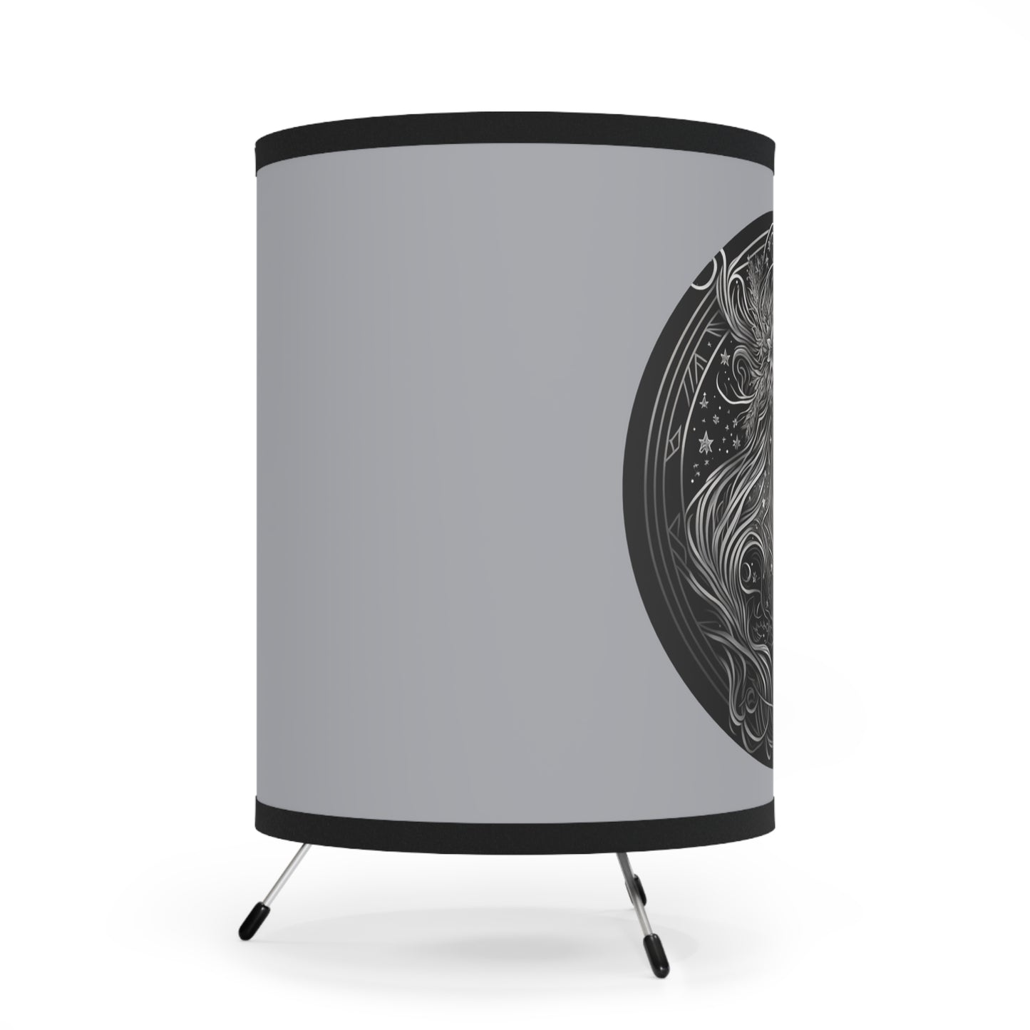 Virgo in Black and White Tripod Lamp with Printed Shade, US\CA plug