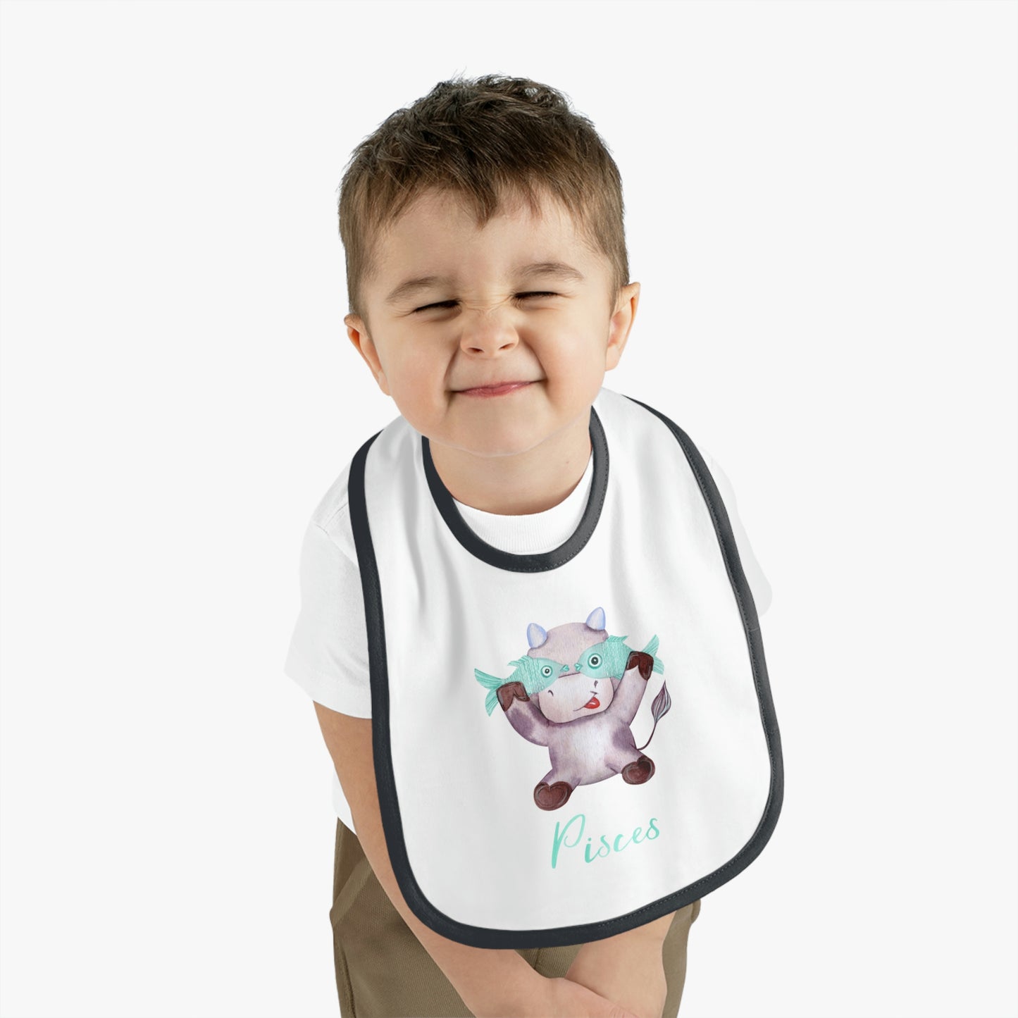 Baby Pisces Bib: Bull-Aries Watercolor