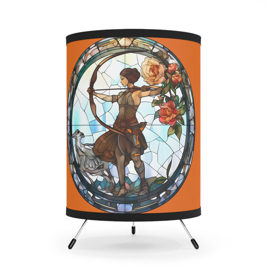 Sagittarius Stained Glass Illustration Tripod Lamp with Printed Shade, US\CA plug