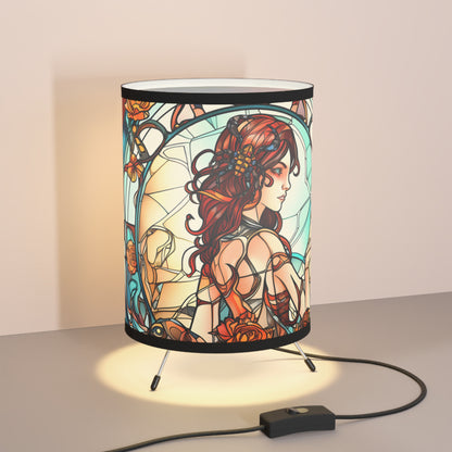 Scorpio Stained Glass Fire goddess Tripod Lamp with Printed Shade, US\CA plug