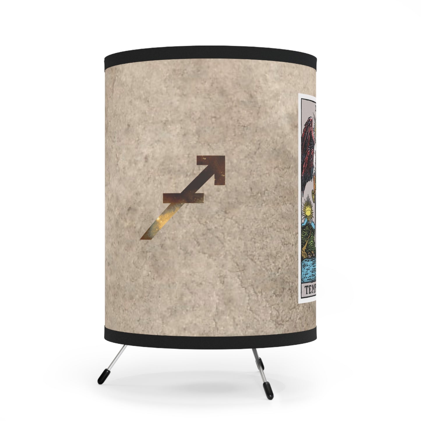 Temperance Tarot Card with Sagittarius Symbols Printed Shade Tripod Lamp, US\CA plug