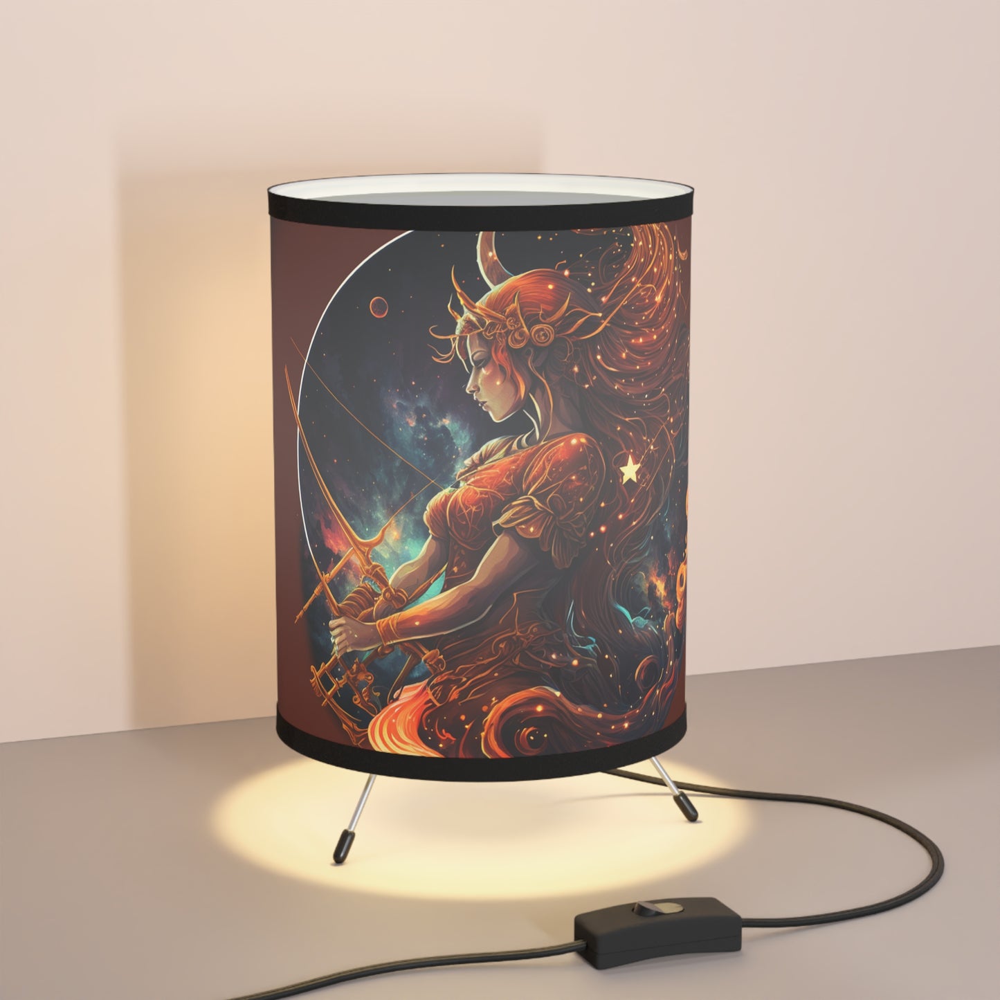 Sagittarius Fire goddess Tripod Lamp with Printed Shade, US\CA plug