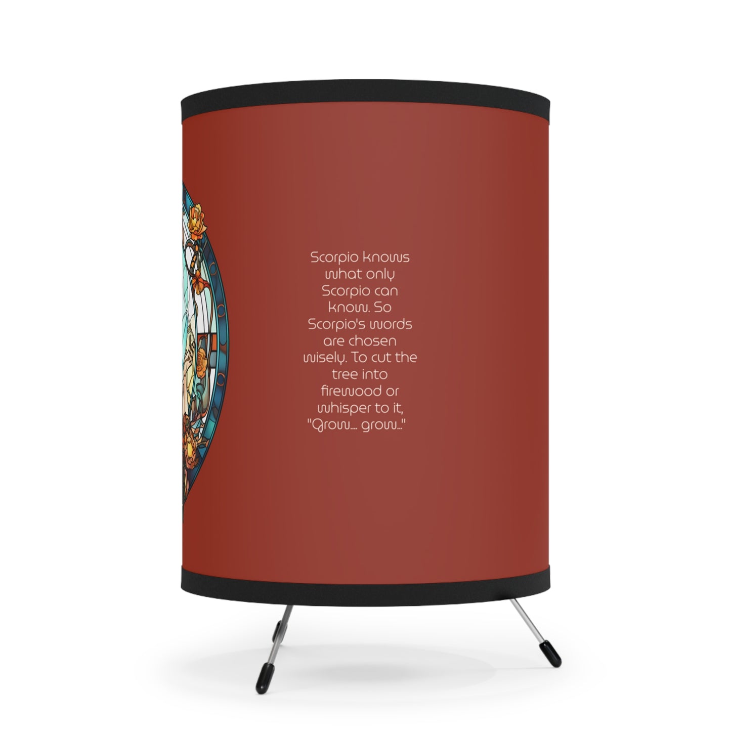 Scorpio Stained Glass with Inspirational Poem Tripod Lamp with Printed Shade, US\CA plug