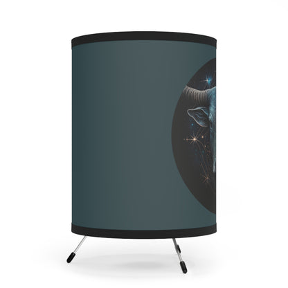 Taurus Bull in Silver and Blue Tripod Lamp with Printed Shade, US\CA plug