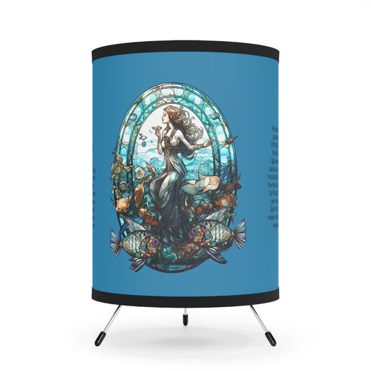Pisces Stained Glass Illustration with Inspirational Poem Tripod Lamp with Printed Shade, US\CA plug