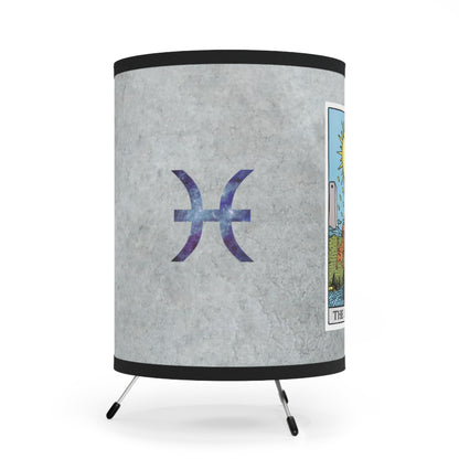 The Moon Tarot Card with Pisces Symbols Printed Shade Tripod Lamp, US\CA plug