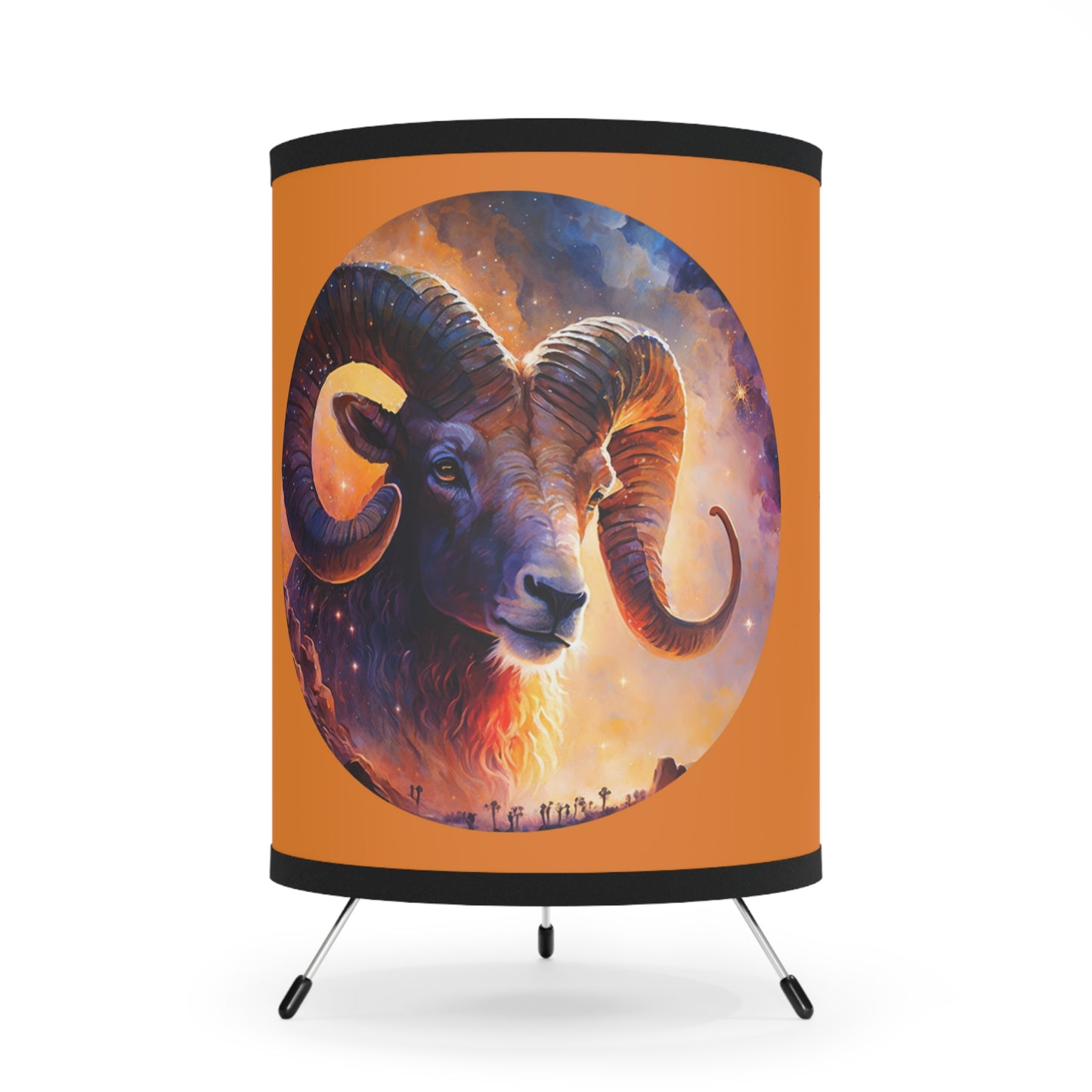 Aries Ram with Inspirational Poem Tripod Lamp with Printed Shade, US\CA plug