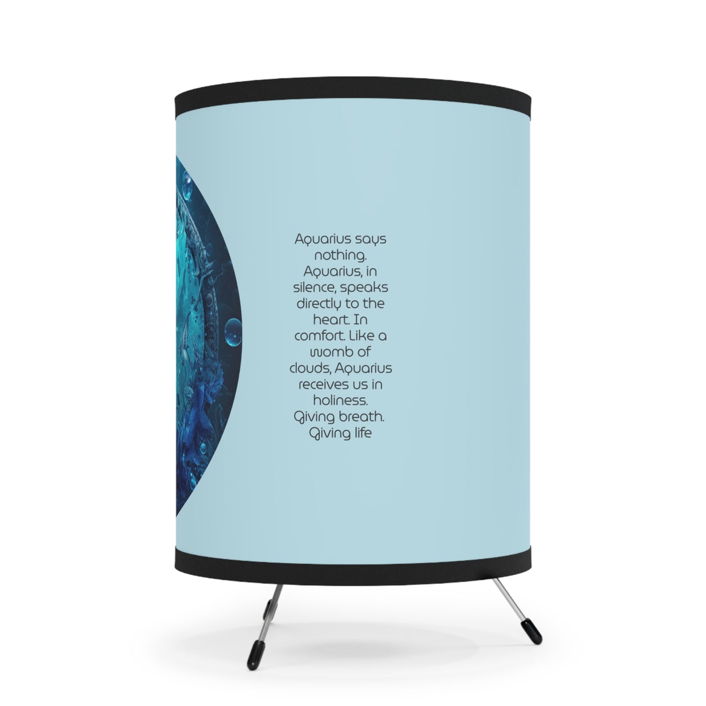Aquarius Warrior with Inspirational Poem Tripod Lamp with Printed Shade, US\CA plug