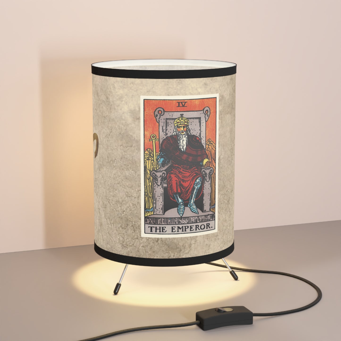 The Emperor Card with Aries Symbols Printed Shade Tripod Lamp, US\CA plug