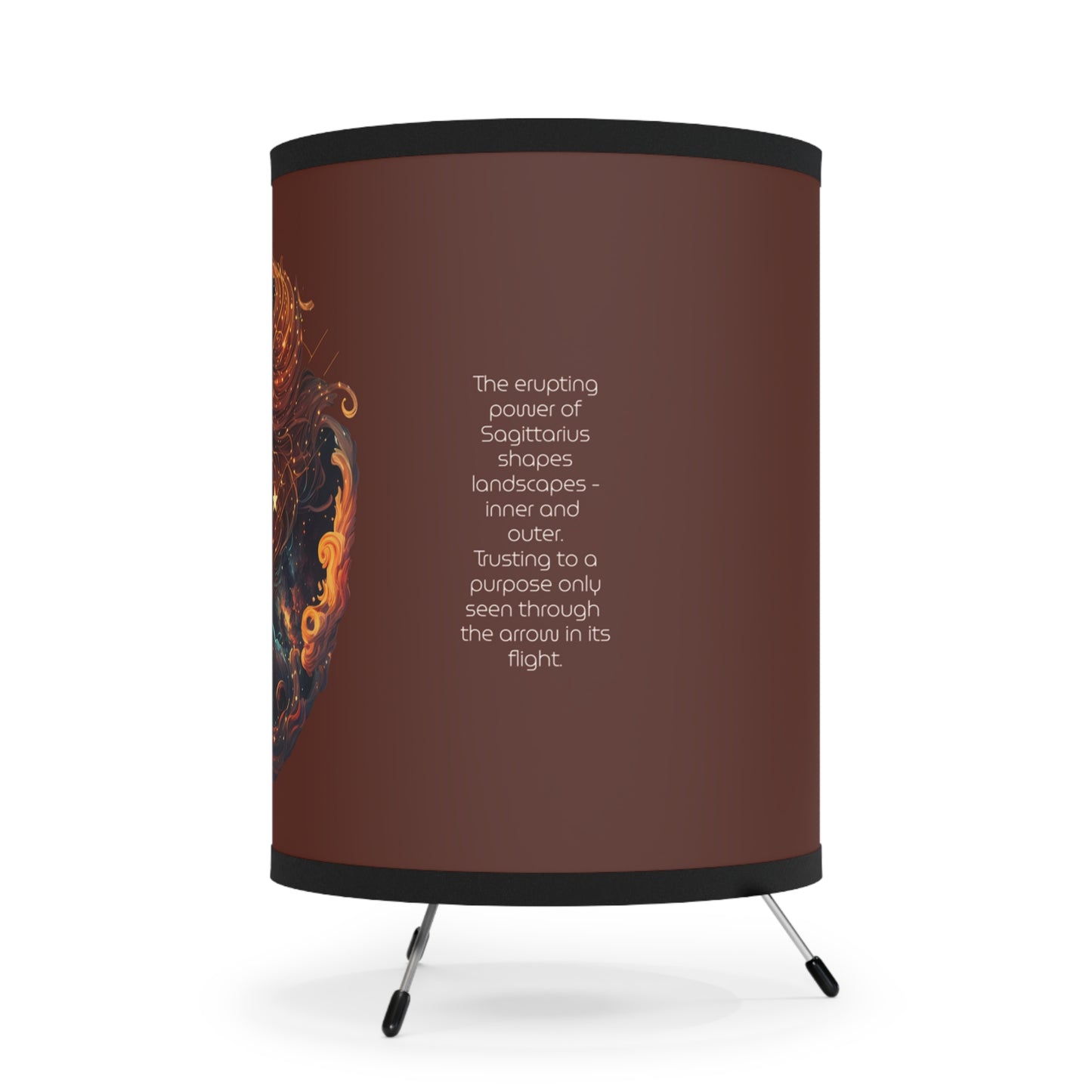 Sagittarius Fire Goddess with Inspirational Poem Tripod Lamp with Printed Shade, US\CA plug